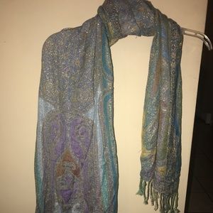 Blue Embroidered Scarf